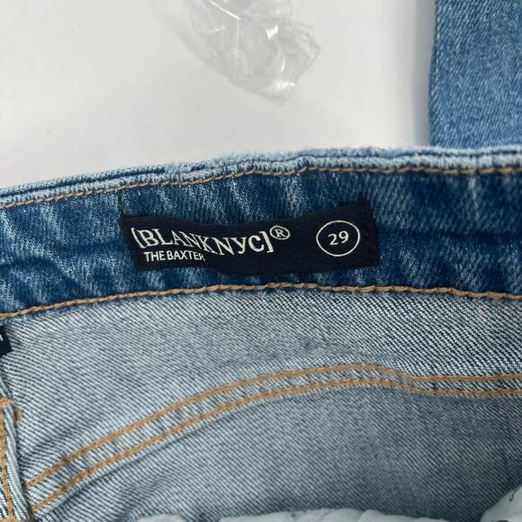 BLANK NYC Jeans Size 29 The Baxter Denim NWT Ribcage Straight Leg Distressed - Picture 3 of 16